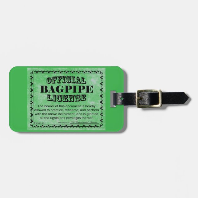 Etiqueta De Bagagem Licença de Bagpipe (Frente Horizontal)