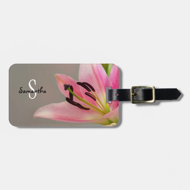 Etiqueta de bagagem Lily rosa (Frente Horizontal)