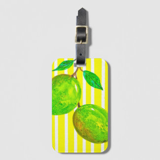 Etiqueta De Bagagem Limas Zesty e Listras Amarelas Vibrantes