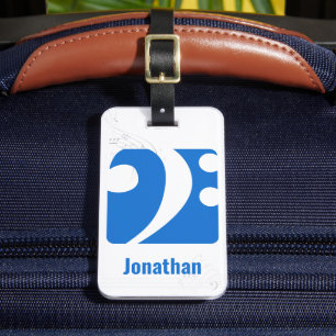 Etiqueta De Bagagem Limpar Blue Bass Limpar Símbolo de Música Etiqueta