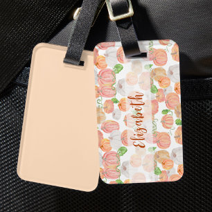 Etiqueta De Bagagem Linda Abóbora Nome Personalizado Outono