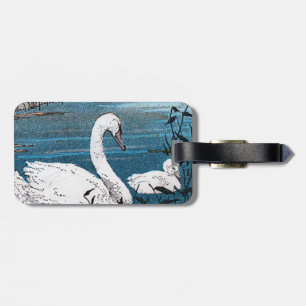 Etiqueta De Bagagem Linda Mãe Nadadora Branca Nadando Com Bebê