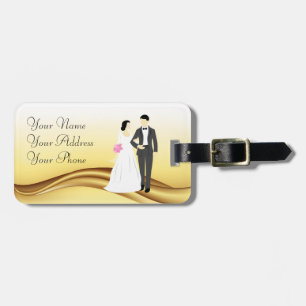 Etiqueta De Bagagem Linda Noiva e Casamento de noivos