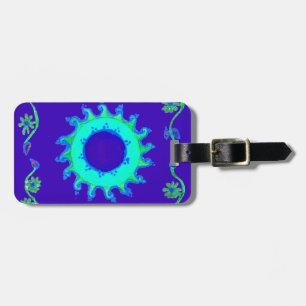 Etiqueta De Bagagem Linda pintura de óleo de arte azul iridescente