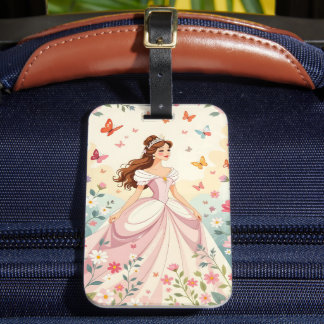 Etiqueta De Bagagem Linda princesa com borboletas