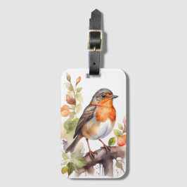 Etiqueta De Bagagem Linda Robin Bird Watercolor Americana