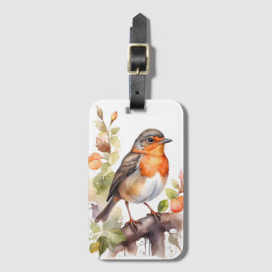 Etiqueta De Bagagem Linda Robin Bird Watercolor Americana