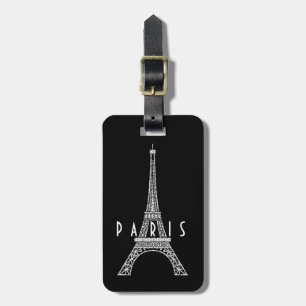Etiqueta De Bagagem Linda torre Eiffel branca Paris França