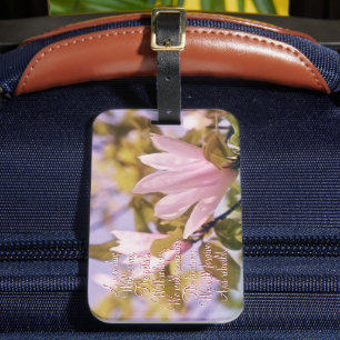 Etiqueta De Bagagem Lindas flores de magnólia e uma joaninha