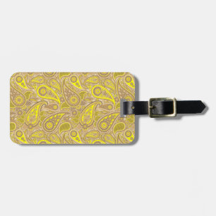 Etiqueta De Bagagem Lindo padrão paisley marrom amarelo