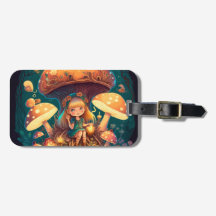 Lindos elfos brincam sob cogumelos