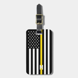 Etiqueta De Bagagem Linha amarela fina monograma da bandeira americana