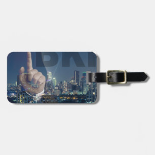 Etiqueta De Bagagem Linha do horizonte de Bangkok em panorama noturno