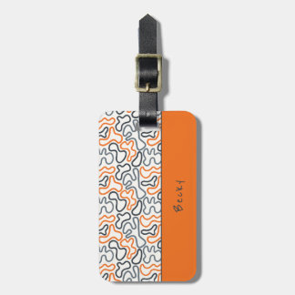 Etiqueta De Bagagem Linha Orgânica Abstrata Branco Laranja Paixão