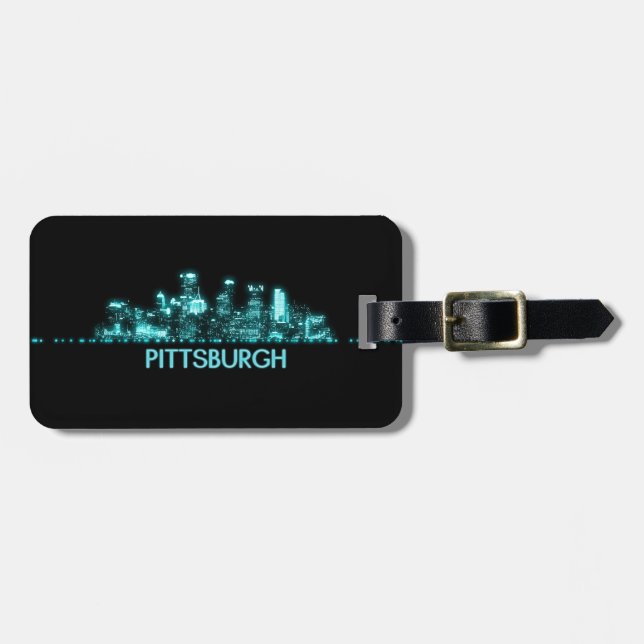 Etiqueta De Bagagem Linha Skyline de Pittsburgh (Frente Horizontal)
