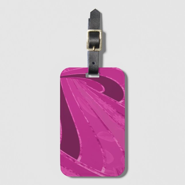 Etiqueta De Bagagem Linhas curvas de seda abstrato a rosa (Frente Vertical)