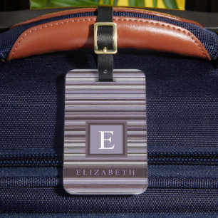 Etiqueta De Bagagem Linhas de cor castanho de Cinza azul roxa personal