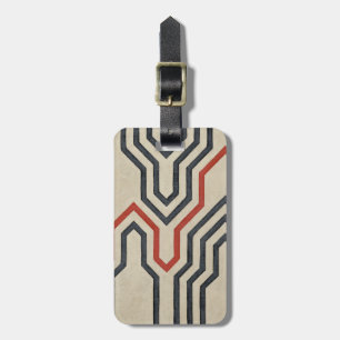 Etiqueta De Bagagem Linhas Gráficas Laranja e Azul