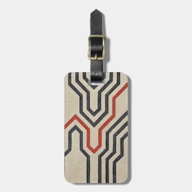 Etiqueta De Bagagem Linhas Gráficas Laranja e Azul (Frente Vertical)