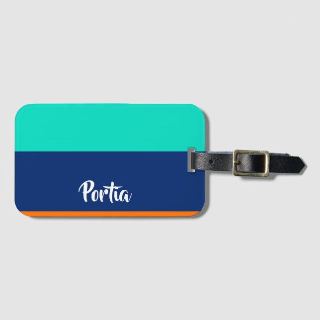 Etiqueta De Bagagem Linhas multicores com padrão (Frente Horizontal)