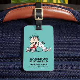 Etiqueta De Bagagem Linus confortado com o ouvido de Snoopy