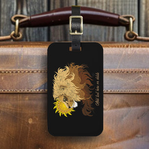 Etiqueta De Bagagem Lion Black Yellow Mandala Sun