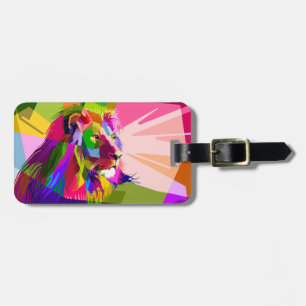 Etiqueta De Bagagem Lion Colorful Pop Prismatic Art Design-62501