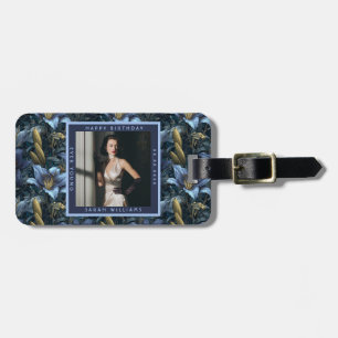 Etiqueta De Bagagem Lírios Azuis Personalizáveis Flor Romântica Festa
