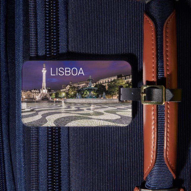 Etiqueta De Bagagem Lisboa Portugal Rossio Square Holiday Souvenir (Frente Insitu 4)