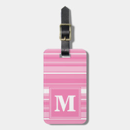 Etiqueta De Bagagem Listras cor-de-rosa monograma
