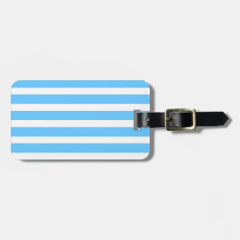 Etiqueta De Bagagem Listras de Cabana Azul Celeste e Branco