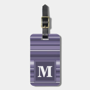 Etiqueta De Bagagem Listras do roxo da urze do monograma