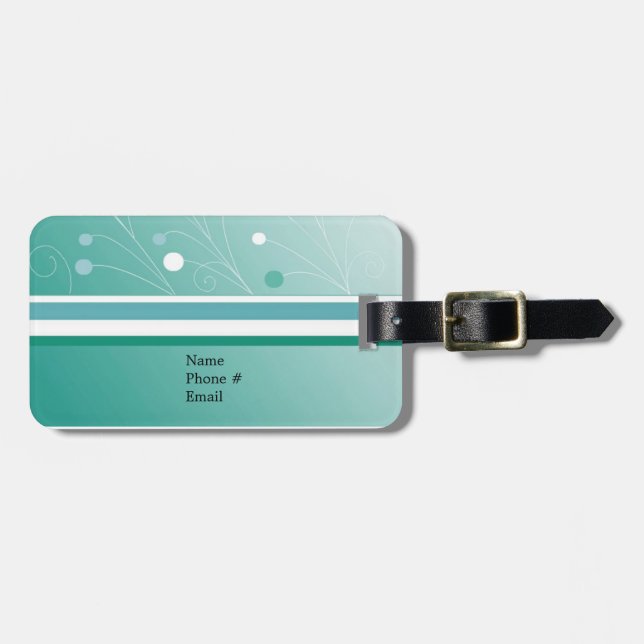 Etiqueta De Bagagem Listras Teal Modernas (Frente Horizontal)