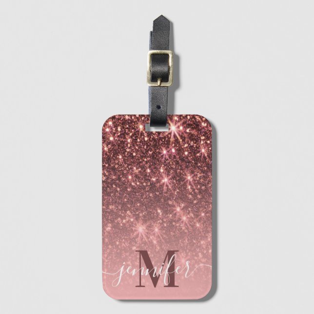 Etiqueta De Bagagem Lítima Dourada Rosa (Frente Vertical)