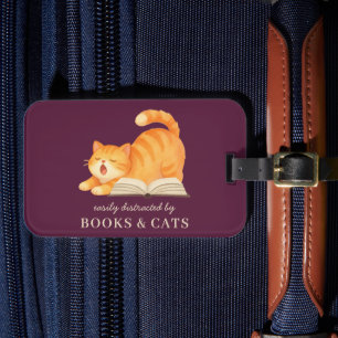 Etiqueta De Bagagem Livro de Gengibre Feminino Gato Divertido Frase de