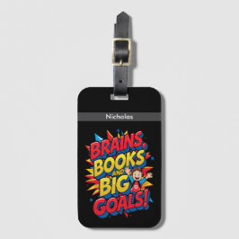 Etiqueta De Bagagem Livros sobre cérebros e grandes metas - Diversão d