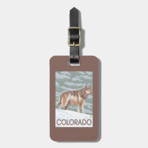 Etiqueta De Bagagem Lobo cinzento StandingColorado
