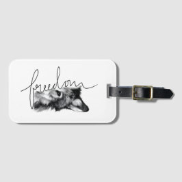 Etiqueta De Bagagem Lobo Liberdade Minimal Linha Arte -