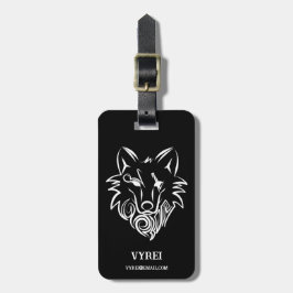 Etiqueta De Bagagem Lobo Tribal Negro e Branco