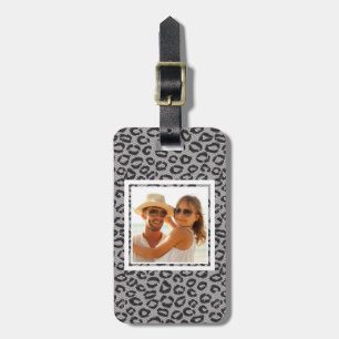 Etiqueta De Bagagem Localidade Preta Personalizada com padrão leopard