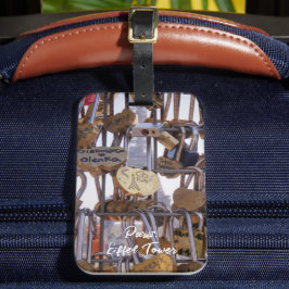 Etiqueta De Bagagem Locks de amor e Torre Eiffel. Paris. França.