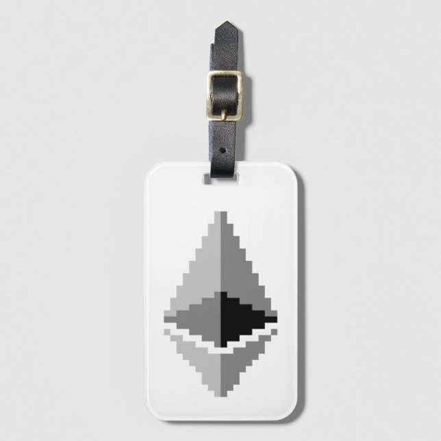 Etiqueta de Bagagem | Logo Ethereum ETH 8-Bit (Frente Vertical)