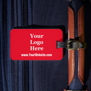Etiqueta De Bagagem Logotipo comercial do site Brilho Vermelho e Branc