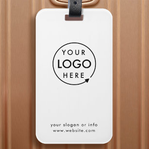 Etiqueta De Bagagem Logotipo comercial   Mínimo branco simples e limp