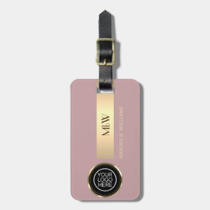 Etiqueta De Bagagem Logotipo comercial - Nome monograma de metal Doura