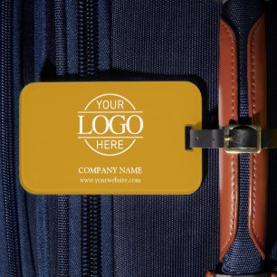 Etiqueta De Bagagem Logotipo Corporativo Empresarial Mostarda Minimali