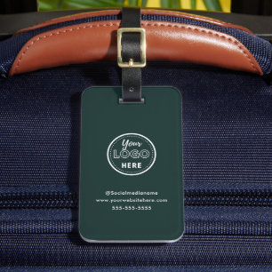 Etiqueta De Bagagem Logotipo de Promoção Verde Escuro Mínimo da Marca