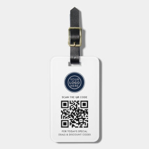 Etiqueta De Bagagem Logotipo Empresarial Simples e Código QR Minimalis