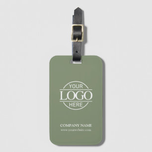 Etiqueta De Bagagem Logotipo Empresarial Verde Sage Simples Moderno pa