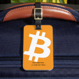 Etiqueta De Bagagem Logotipo Laranja Bitmoney Personalizado Trendy